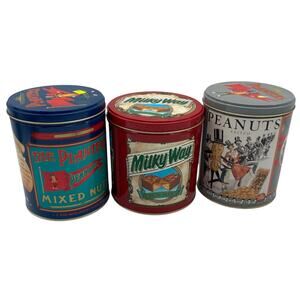 Vintage Cookie Tins Planters Peanuts Milky Way 1989 Edition Excellent Condition